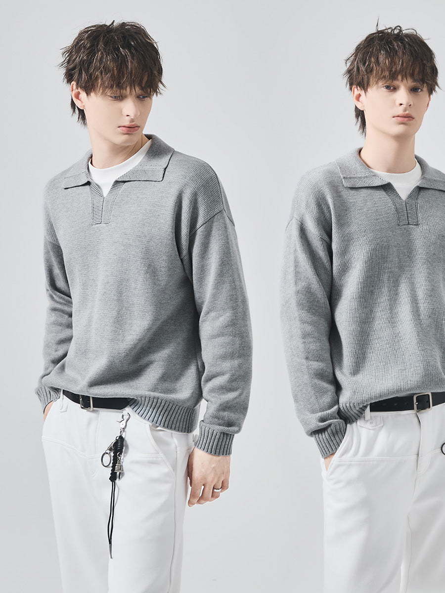 Men's Loose Polo Collar Knit Sweater