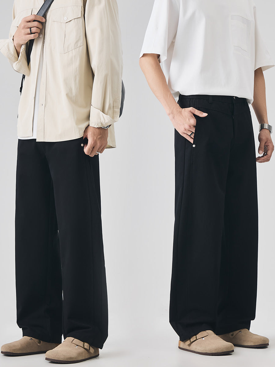 Men's Loose Casual Long Pants, Thin Summer Style with Metal Details