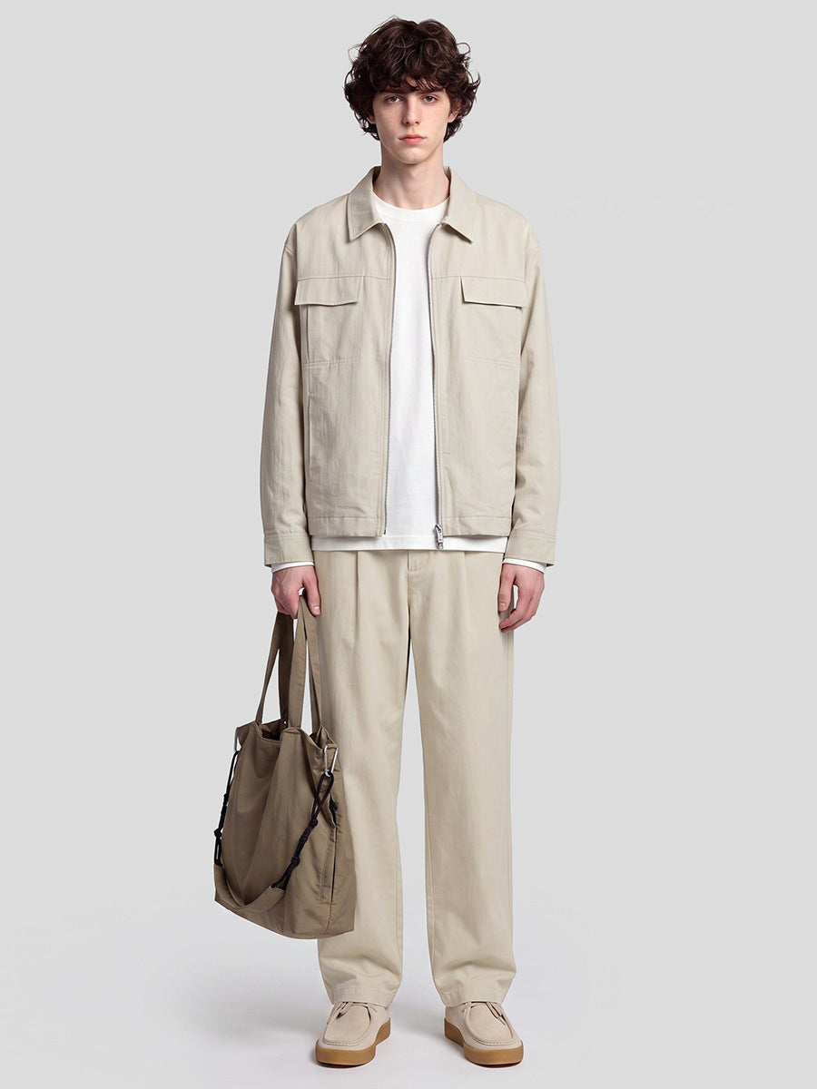 Men's Loose Lyocell-Cotton Workwear Zip-Up Jacket