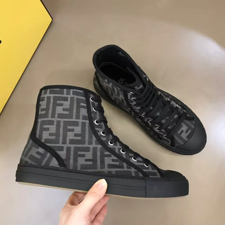 Men's High-Top Panel Leather Sneakers