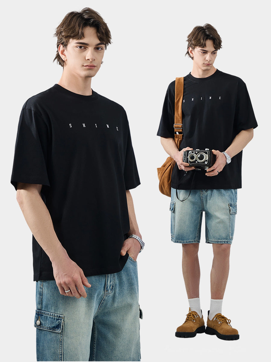 Men's Contrast Embroidered Round Neck T-Shirt