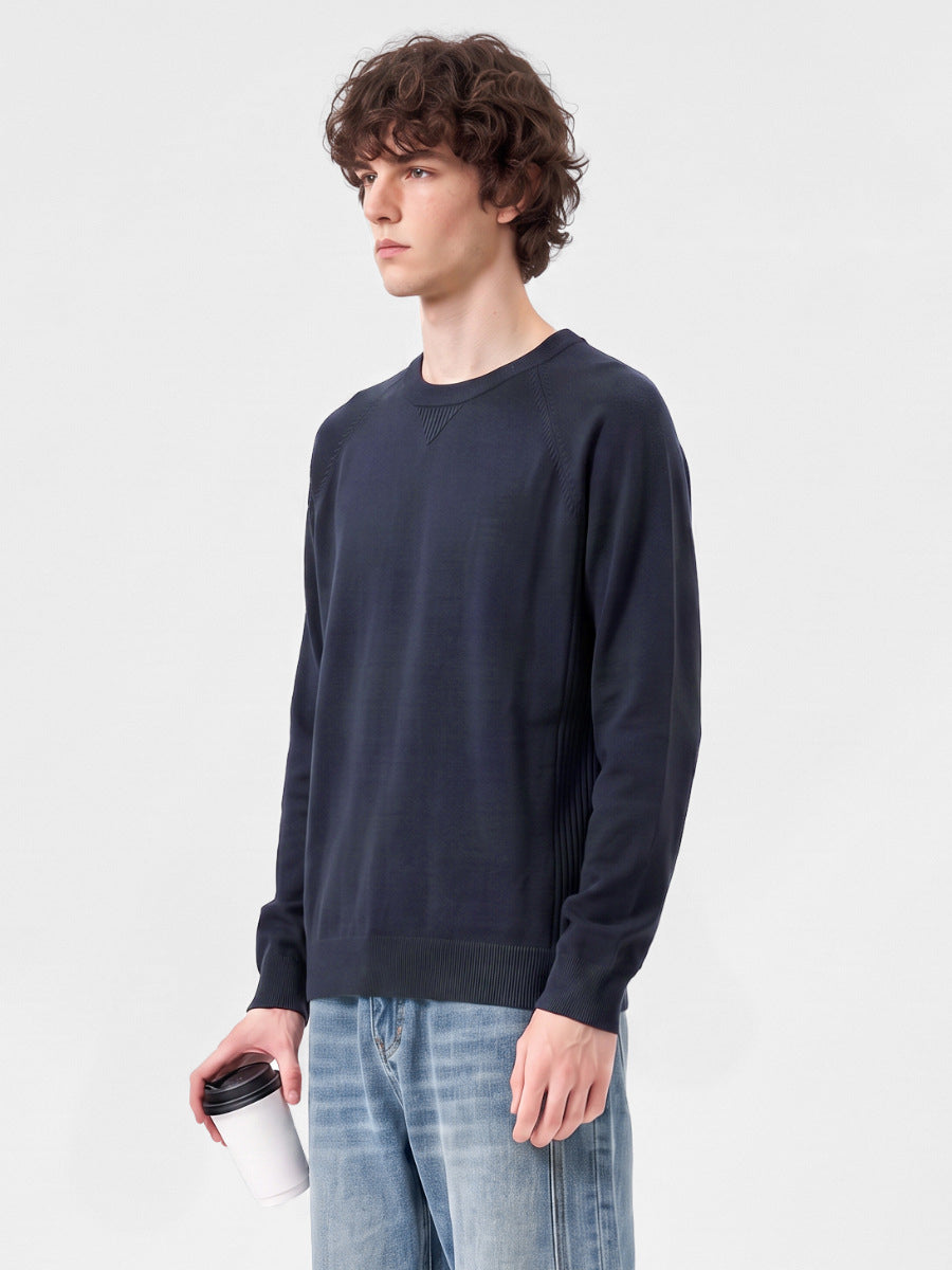 Men's Loose Round-Neck Knit Pullover Sweater 2606B