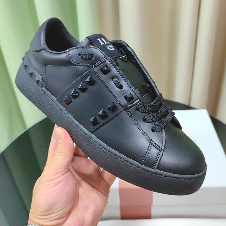 Men's Low-Top Studded Color-Block Leather Sneakers