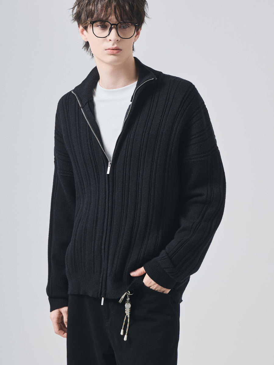 Men's Loose High-Collar Knit Cardigan Jacket