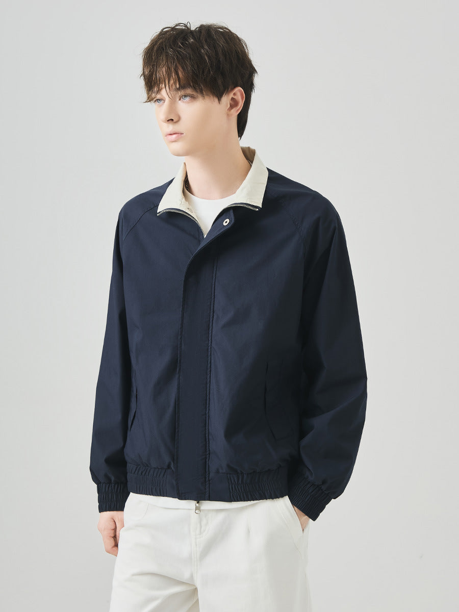Men's Loose Reversible Stand-Collar Zip-Up Jacket