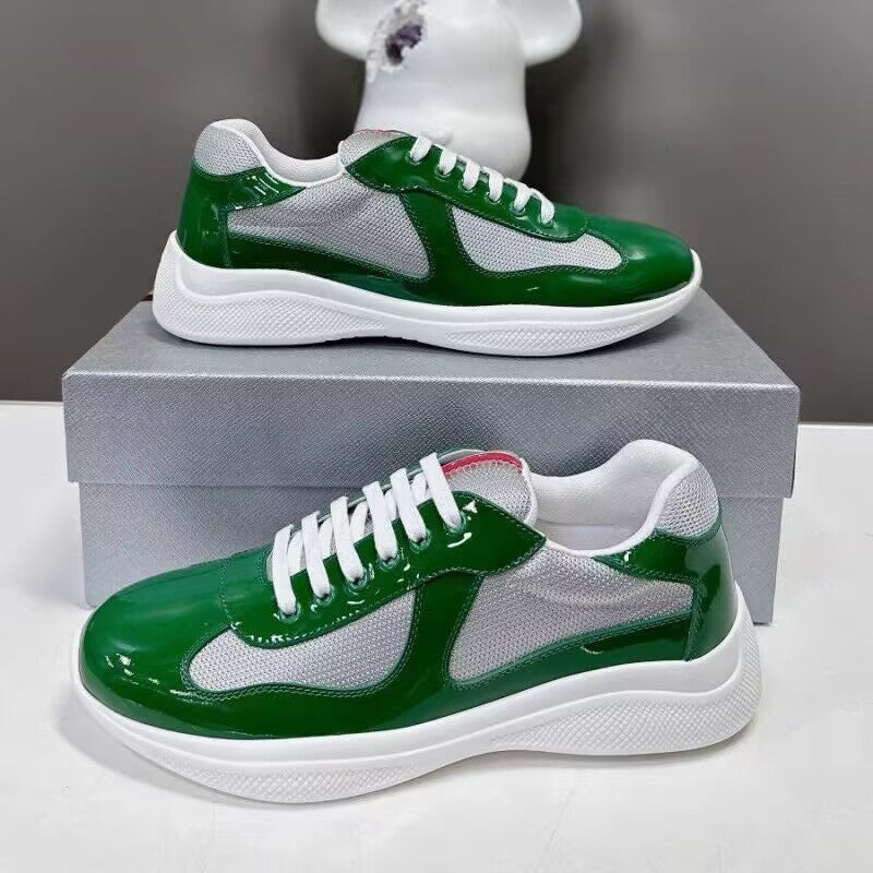 Men's Leather Panel Running-Style Sneakers