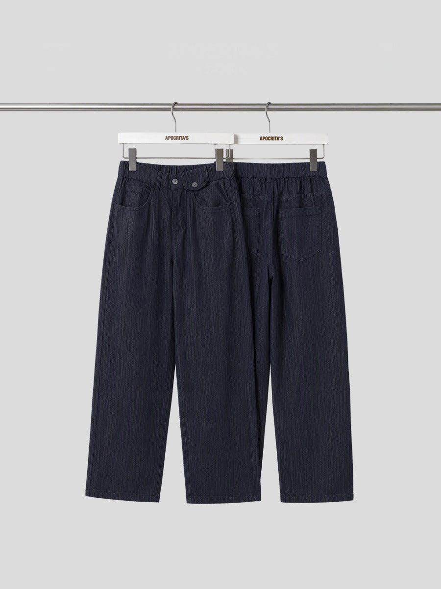 Men's Loose Straight-Leg Distressed Trousers