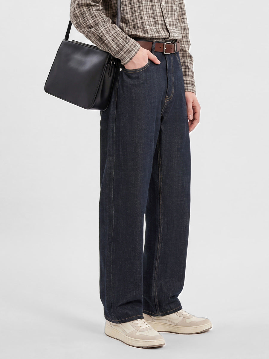 Men's Straight-Leg Raw Denim Jeans