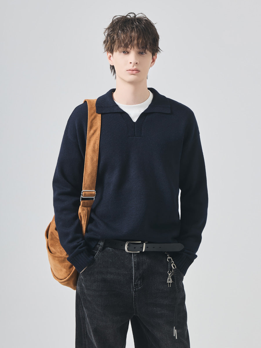 Men's Loose Polo Collar Knit Sweater