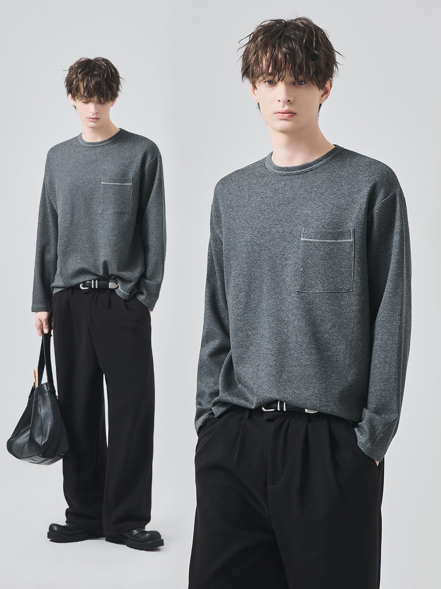 Men's Brushed Pocket Long Sleeve T-Shirt