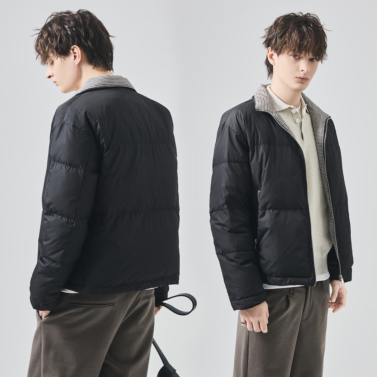 Men's Loose White Duck Down Short Jacket