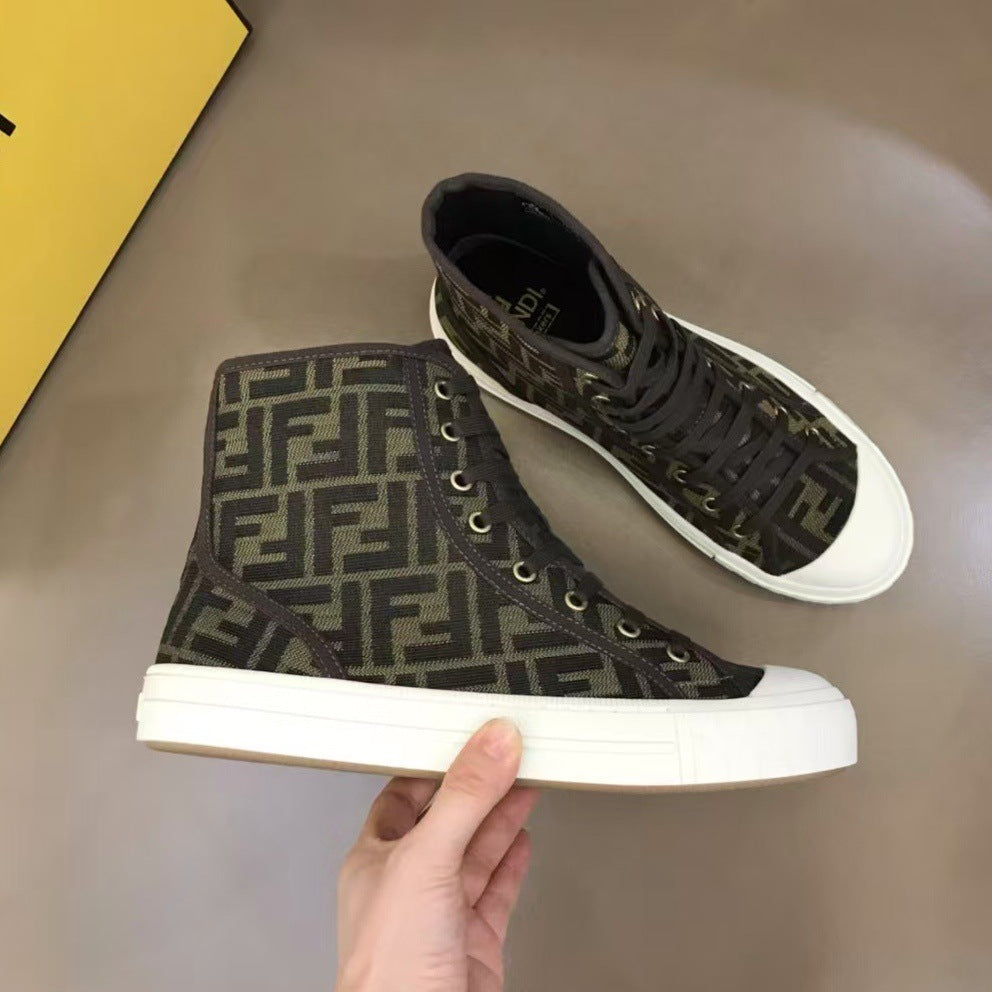 Men's High-Top Panel Leather Sneakers
