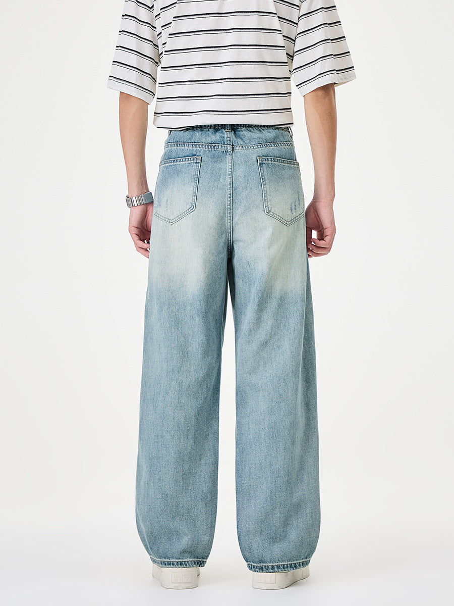 Men's Distressed Wide-Leg Jeans