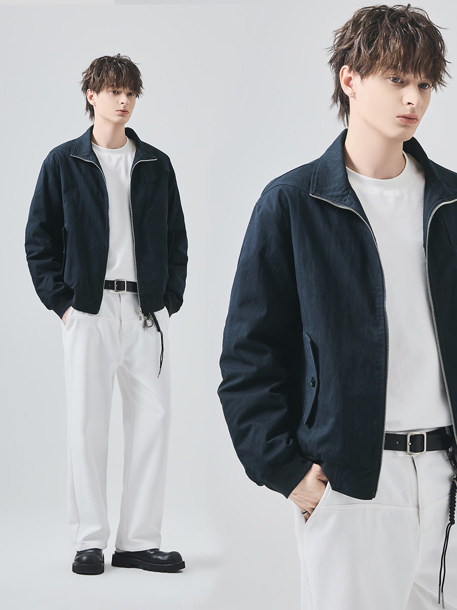Men's Loose Thickened Stand-Collar Zip-Up Jacket