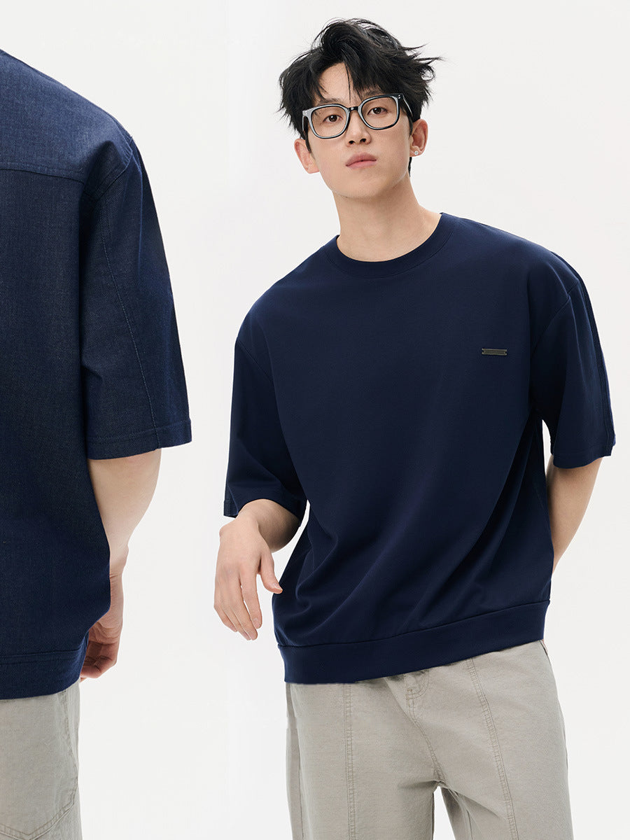 Men's Denim-Panel Colorblock T-Shirt