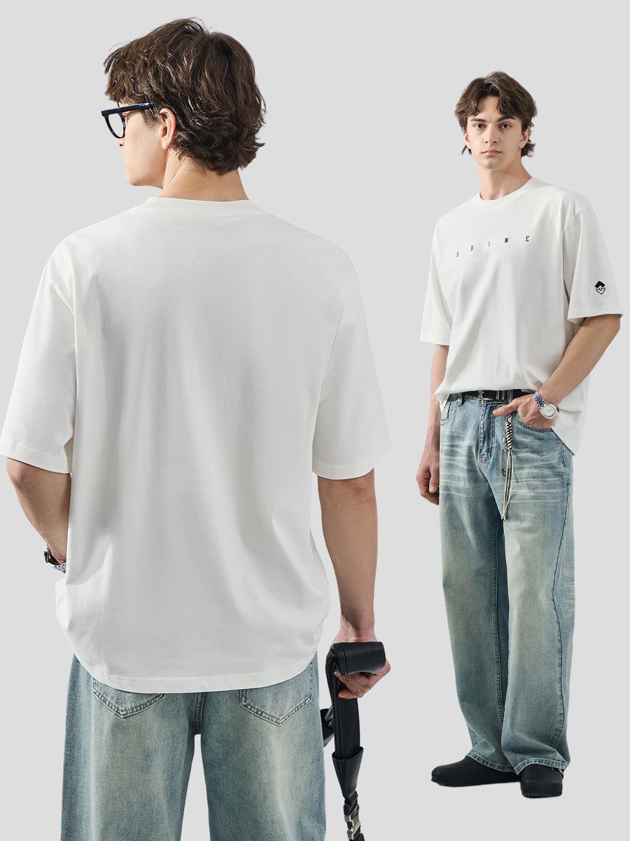 Men's Contrast Embroidered Round Neck T-Shirt
