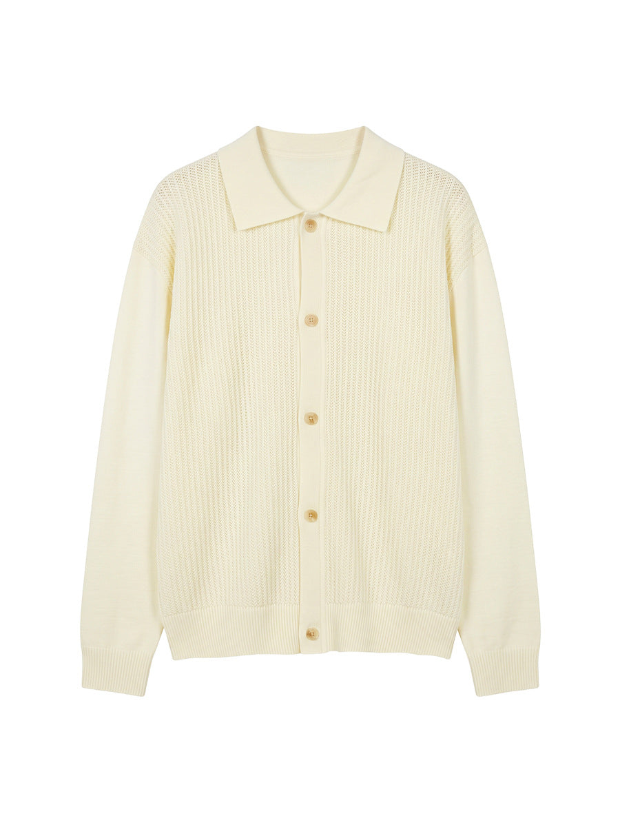 Men's Loose Turn-Down Collar Button-Up Knit Cardigan