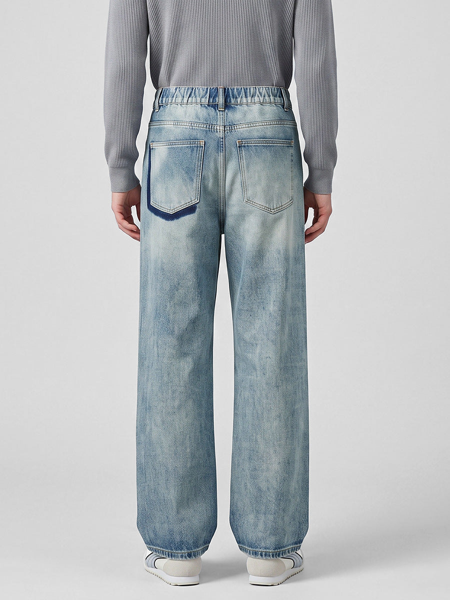 Men's Loose Straight-Leg Distressed Jeans