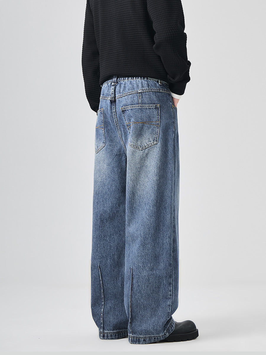 Men's Loose Straight-Leg Washed Jeans