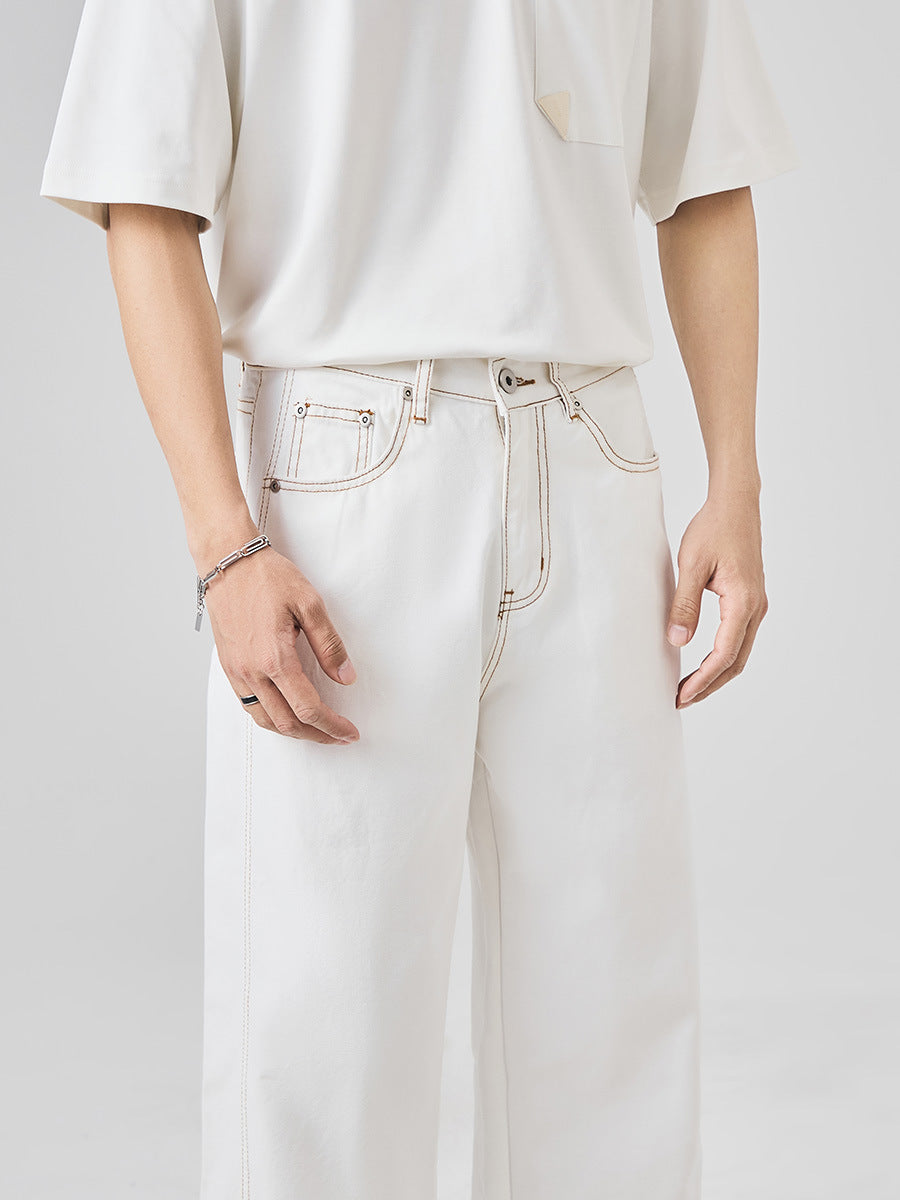 Men's Loose Straight-Leg Cotton Canvas Trousers