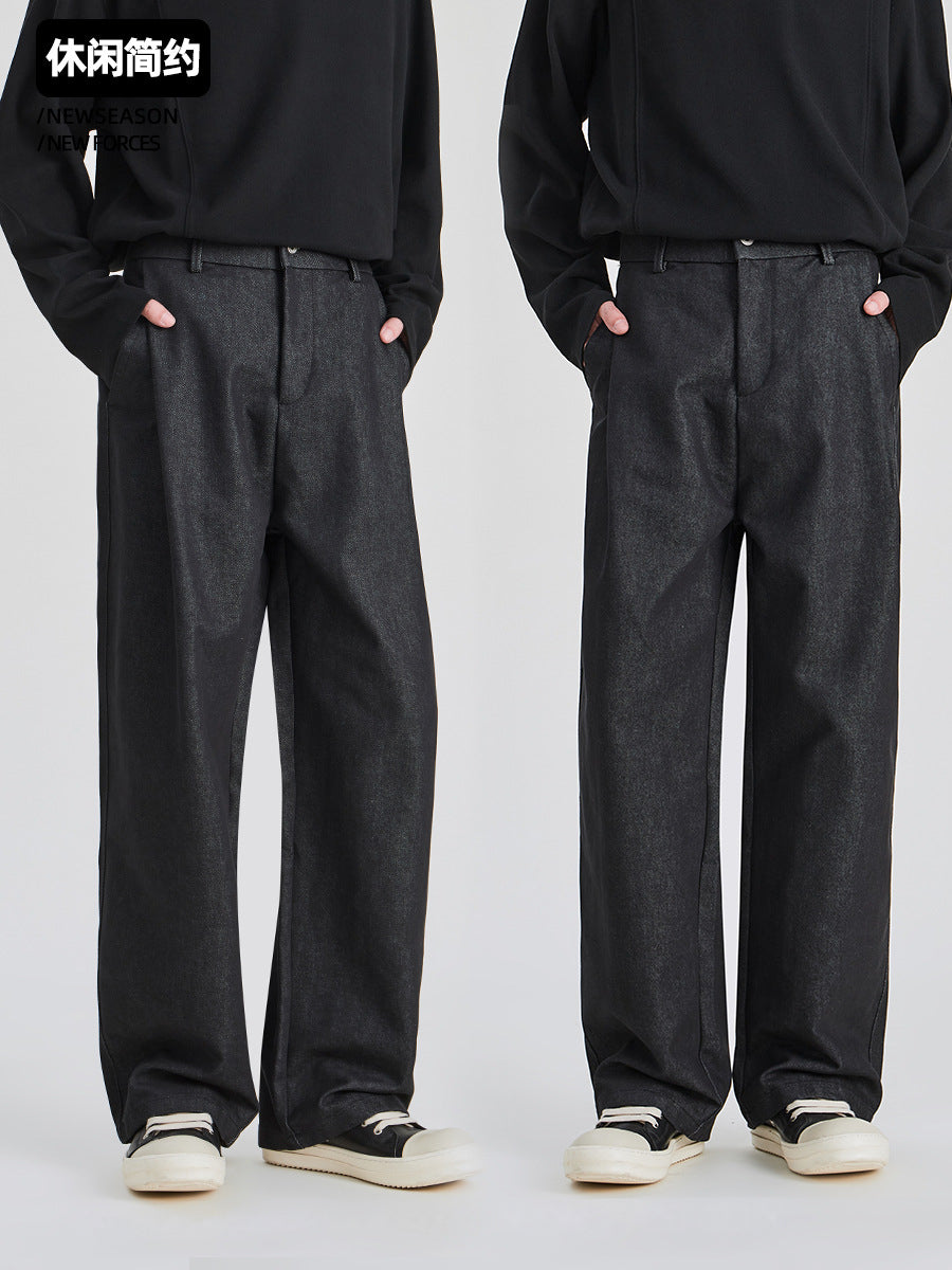 Men's Loose Wide-Leg Pleated Trousers