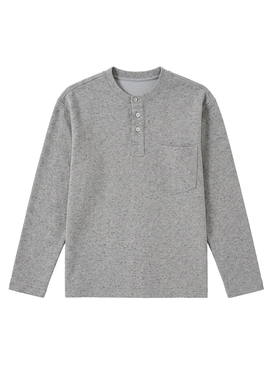 Men's Textured Henley Long Sleeve Top