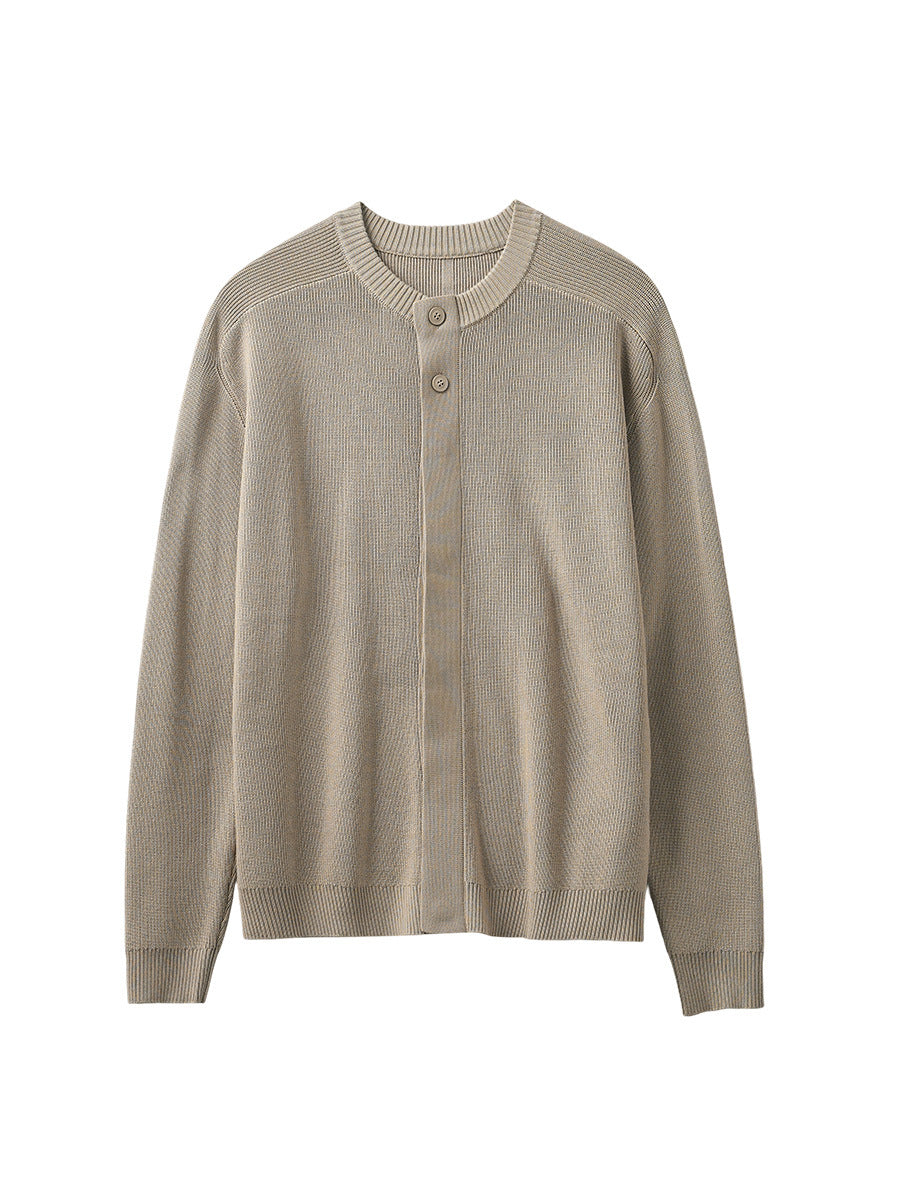 Men's Loose Round-Neck Knit Cardigan