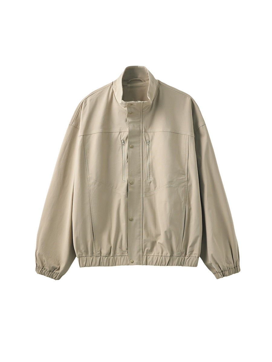 Men's Loose Stand-Collar Zip-Up Flight Jacket