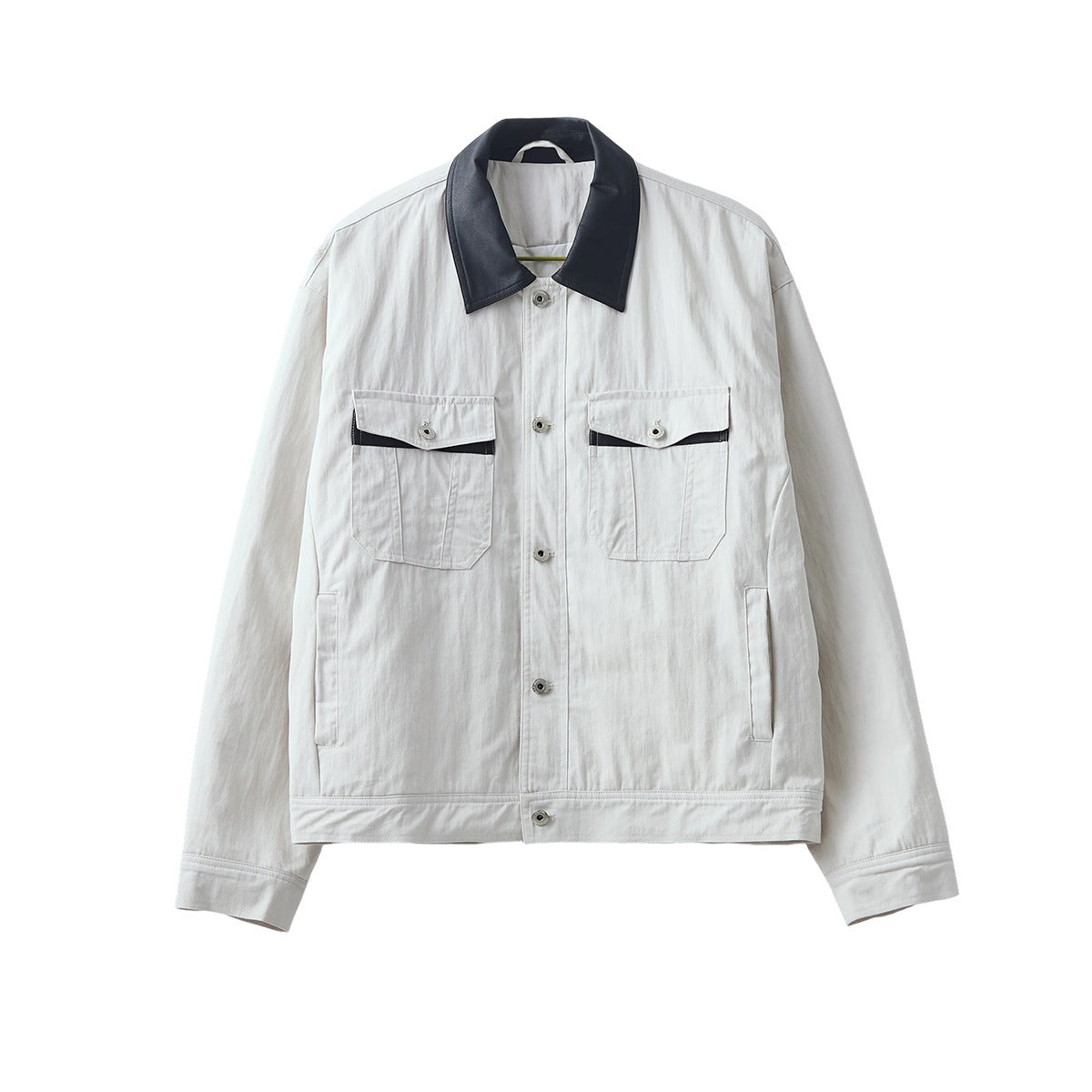 Men's Loose Thickened Contrast-Collar Button-Up Jacket