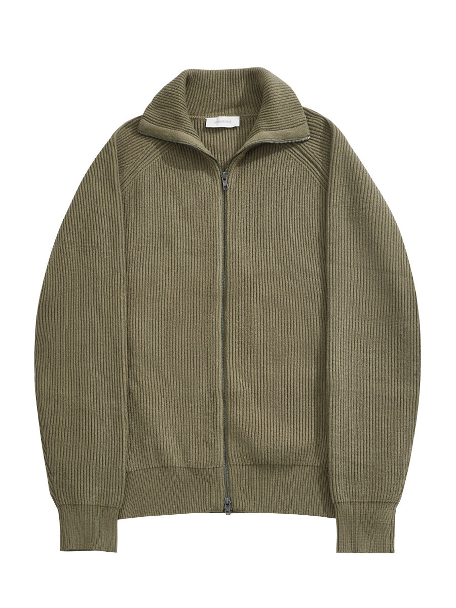 Men's Thick Loose Raglan-Sleeve Knit Cardigan Jacket