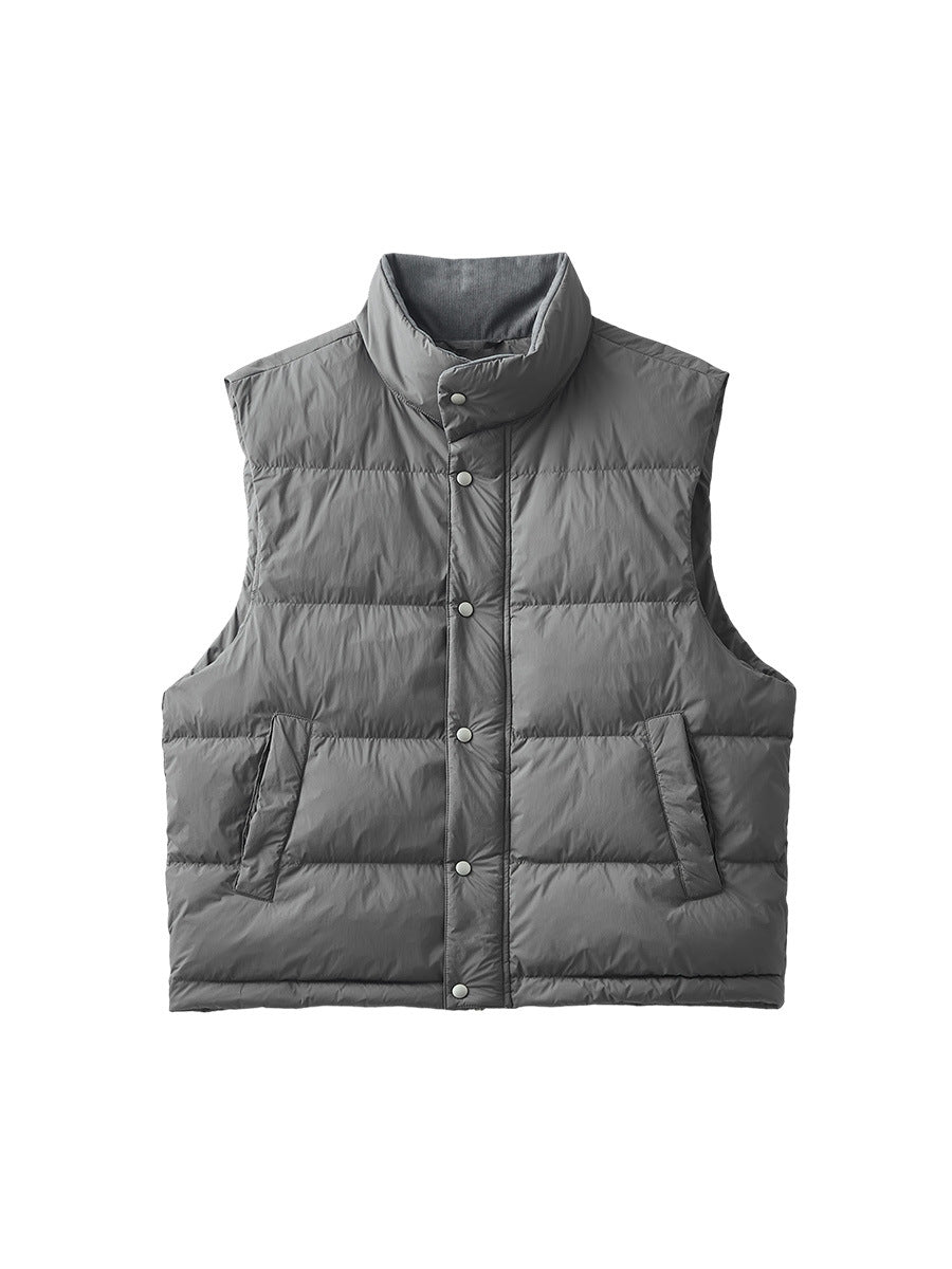Men's Loose Stand-Collar White Duck Down Vest