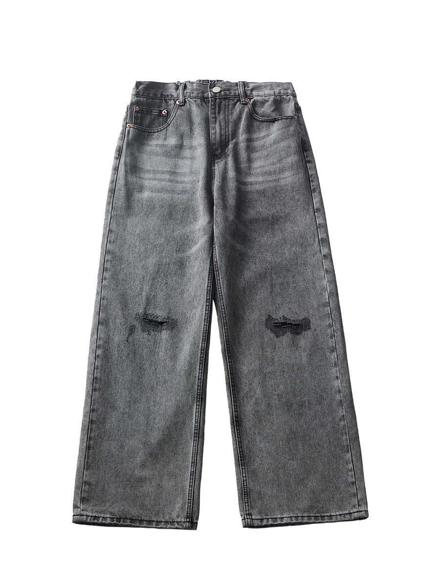 Men's Loose Wide-Leg Distressed Jeans F160