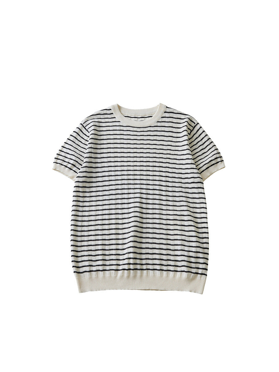 Men's Slim-Fit Striped Knit Short-Sleeve T-Shirt