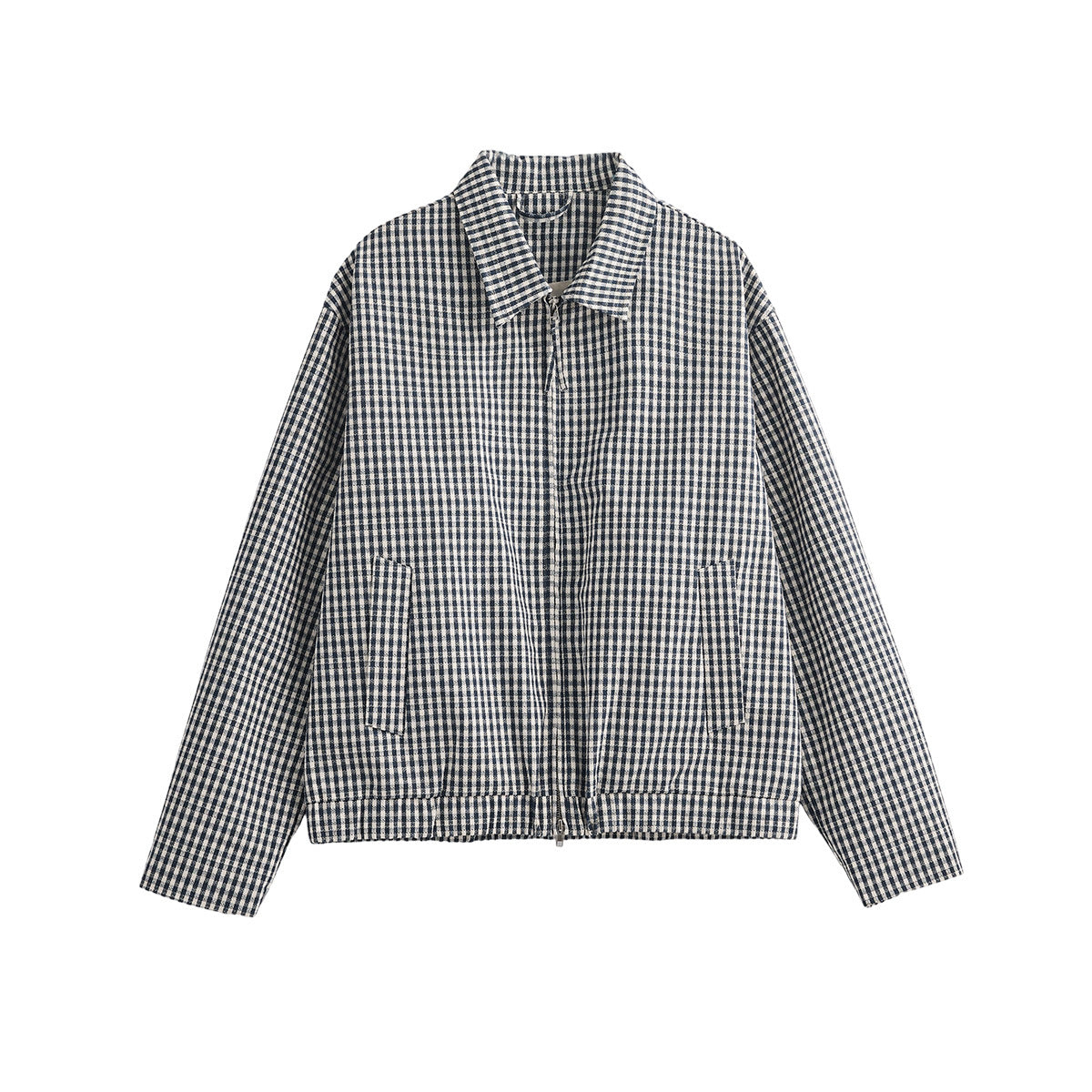Men's Loose Plaid Zip-Up Casual Jacket