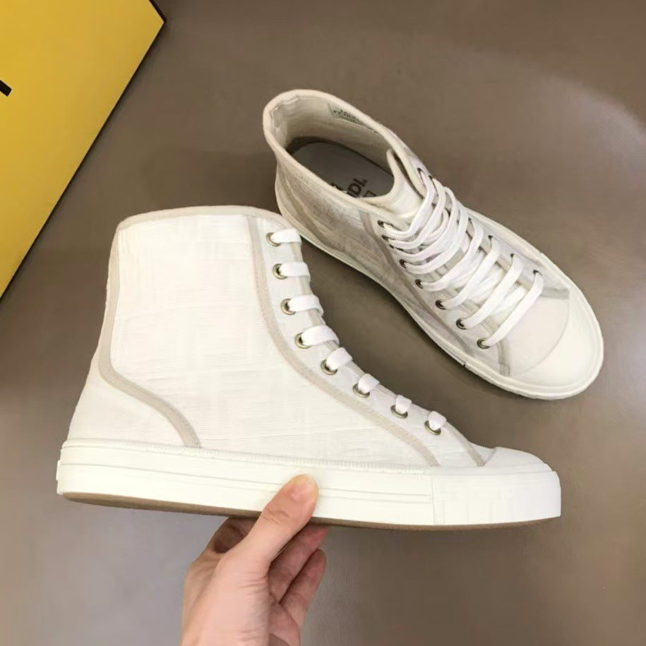Men's High-Top Panel Leather Sneakers