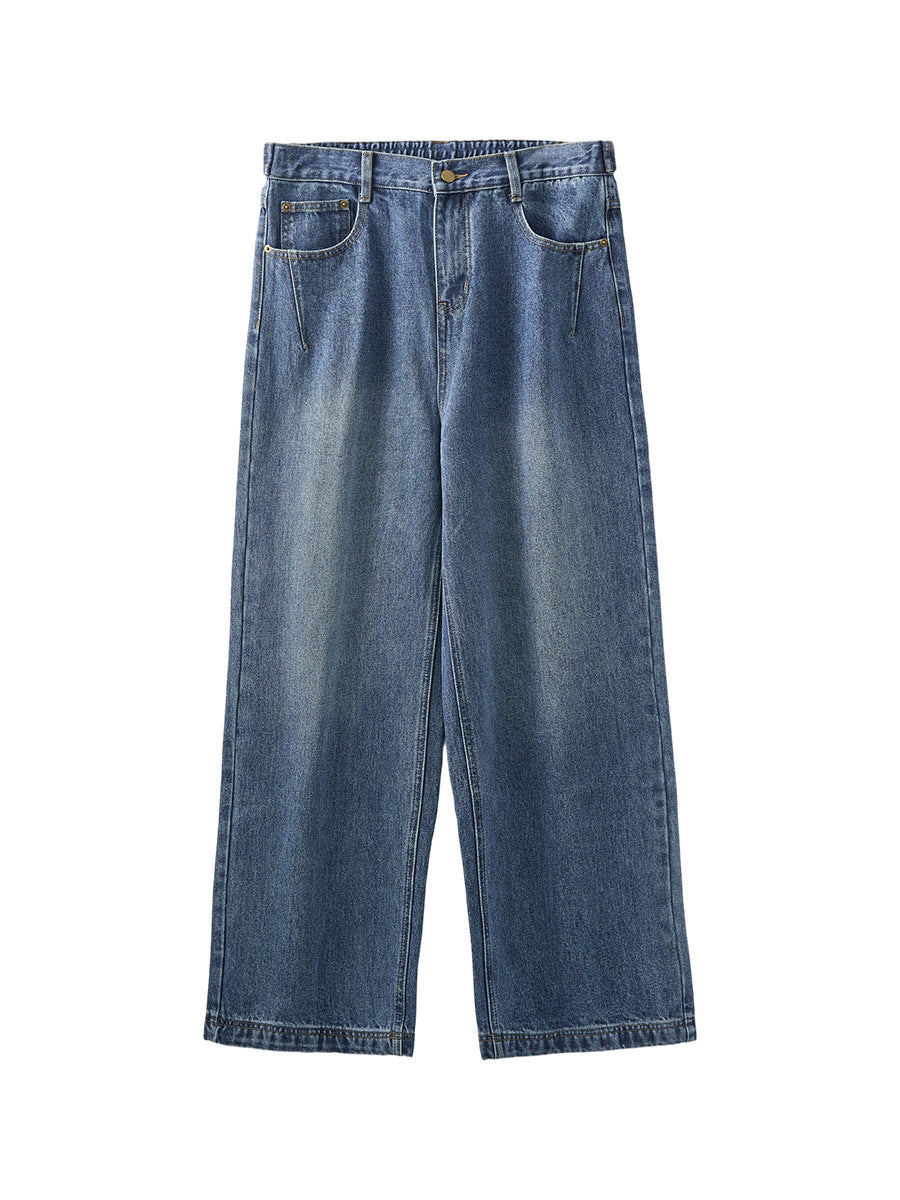Men's Loose Straight-Leg Washed Jeans