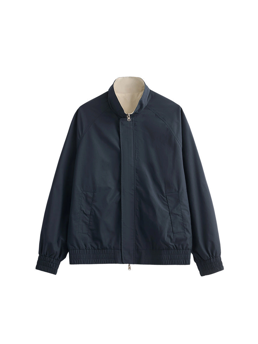 Men's Loose Reversible Stand-Collar Zip-Up Jacket