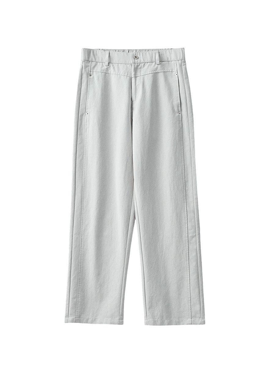 Men's Loose Casual Long Pants, Thin Summer Style with Metal Details
