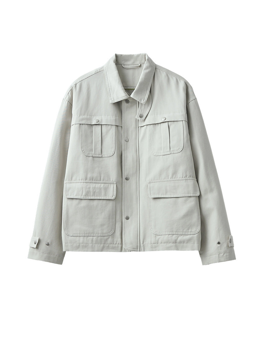 Men's Loose Thickened Quilted Work Jacket with Lapel Collar