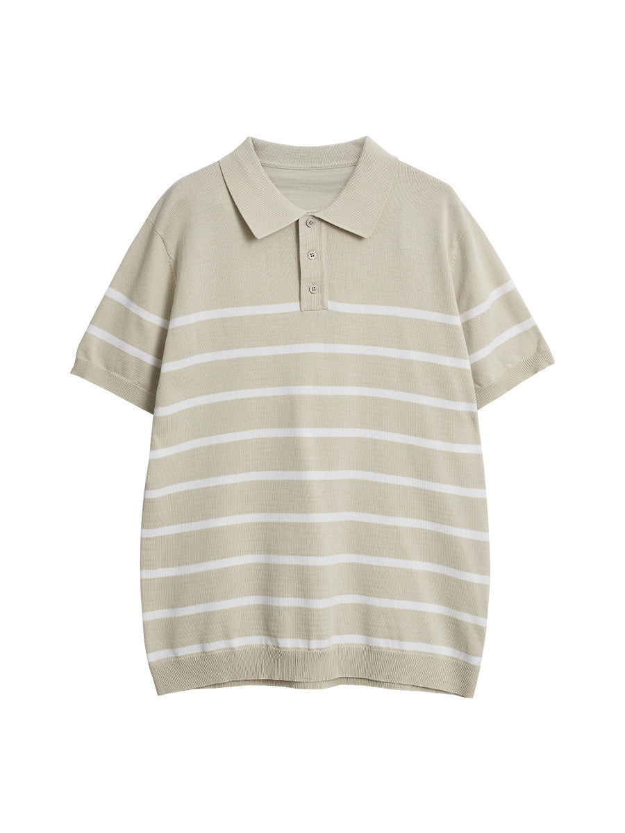 Men's Slim Fit Striped Knit Polo Shirt