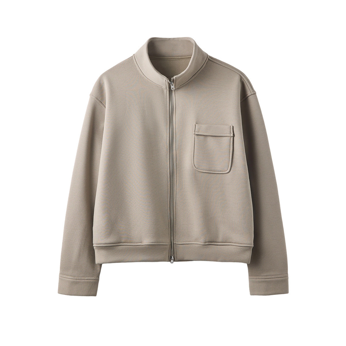 Men's Loose Fleece-Lined Stand-Collar Zip-Up Jacket