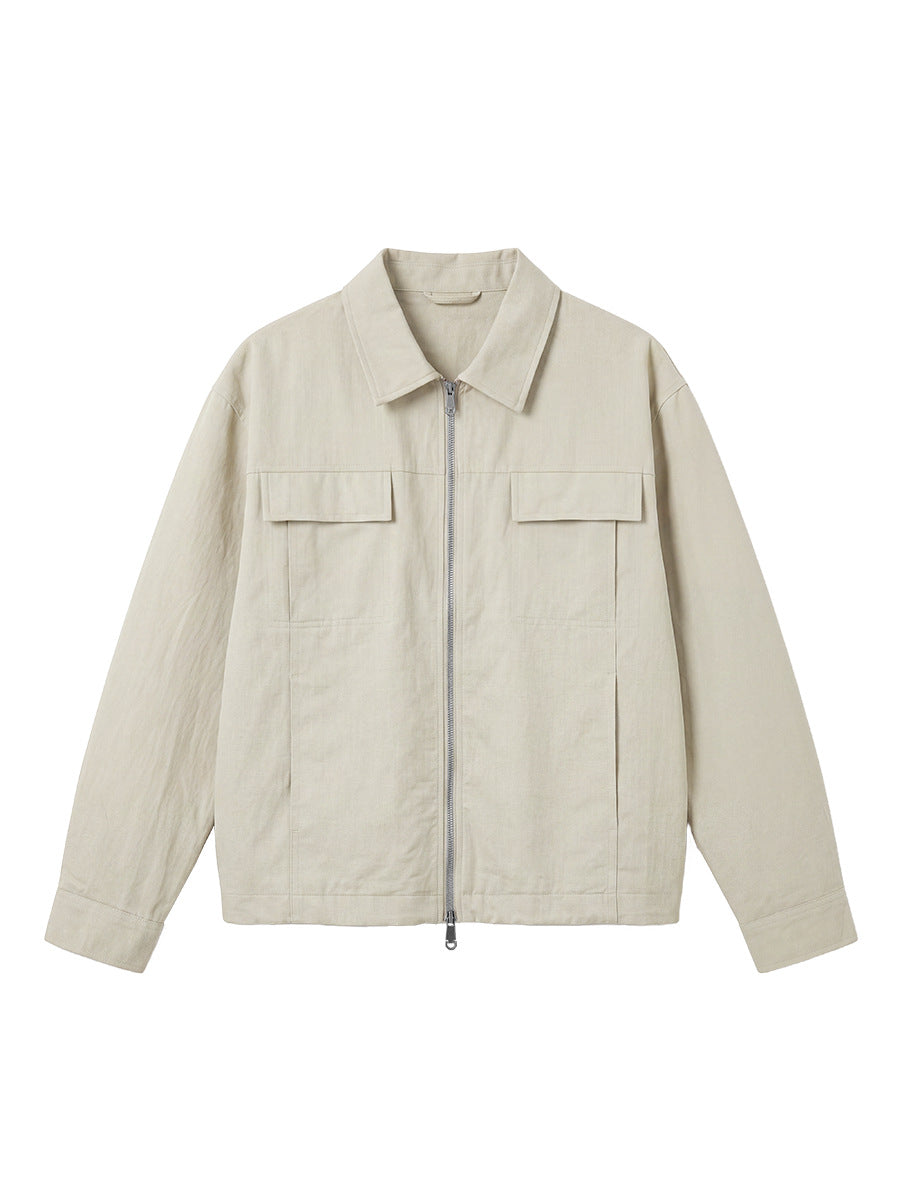 Men's Loose Lyocell-Cotton Workwear Zip-Up Jacket