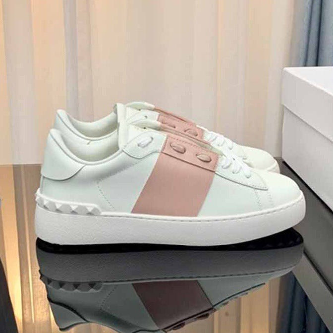 Men's Low-Top Studded Color-Block Leather Sneakers
