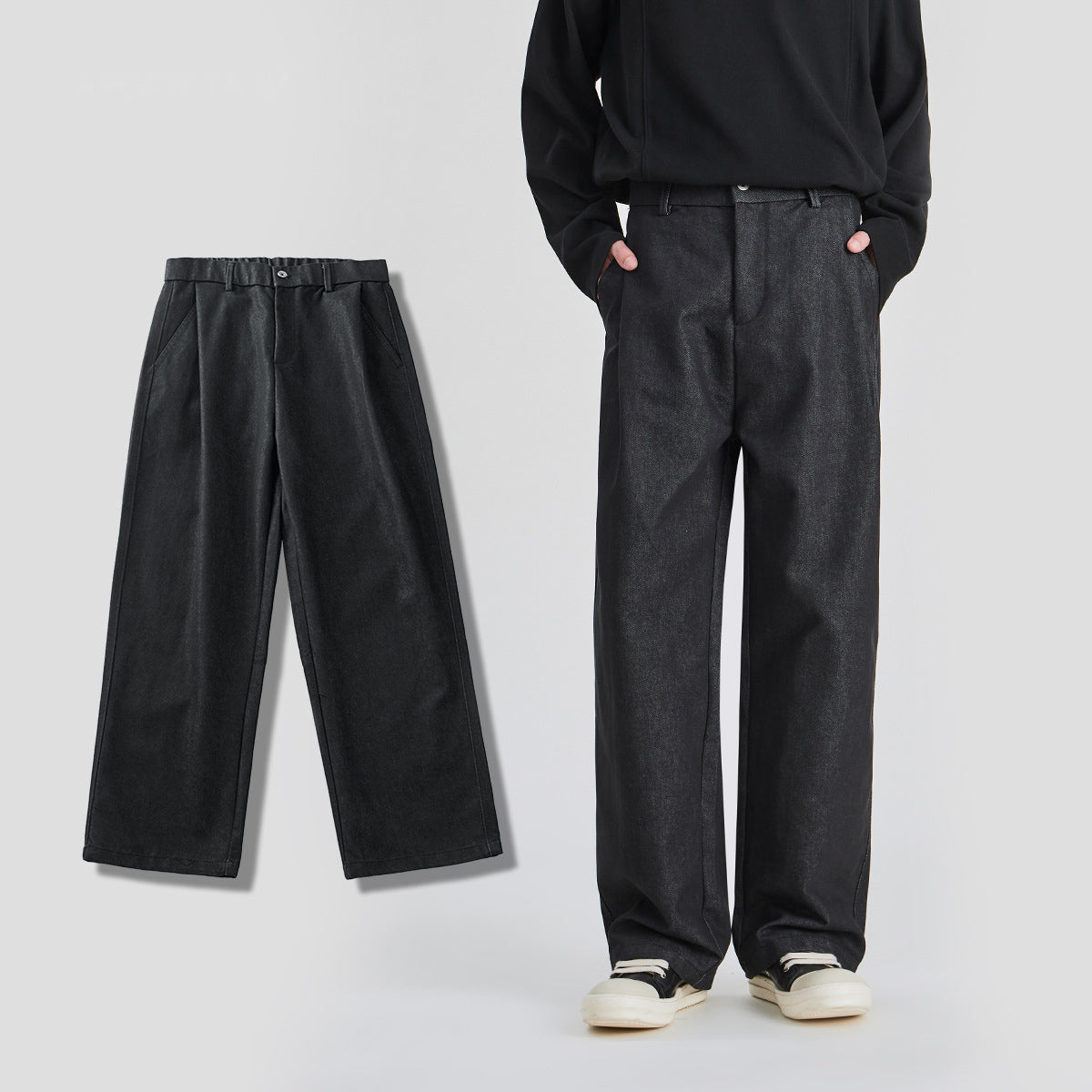 Men's Loose Wide-Leg Pleated Trousers