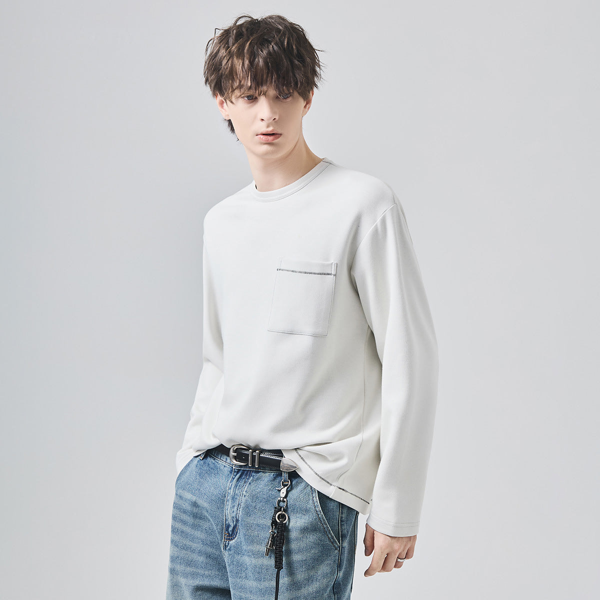 Men's Brushed Pocket Long Sleeve T-Shirt