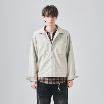 Men's Loose Suede Casual Jacket with Patch Pockets