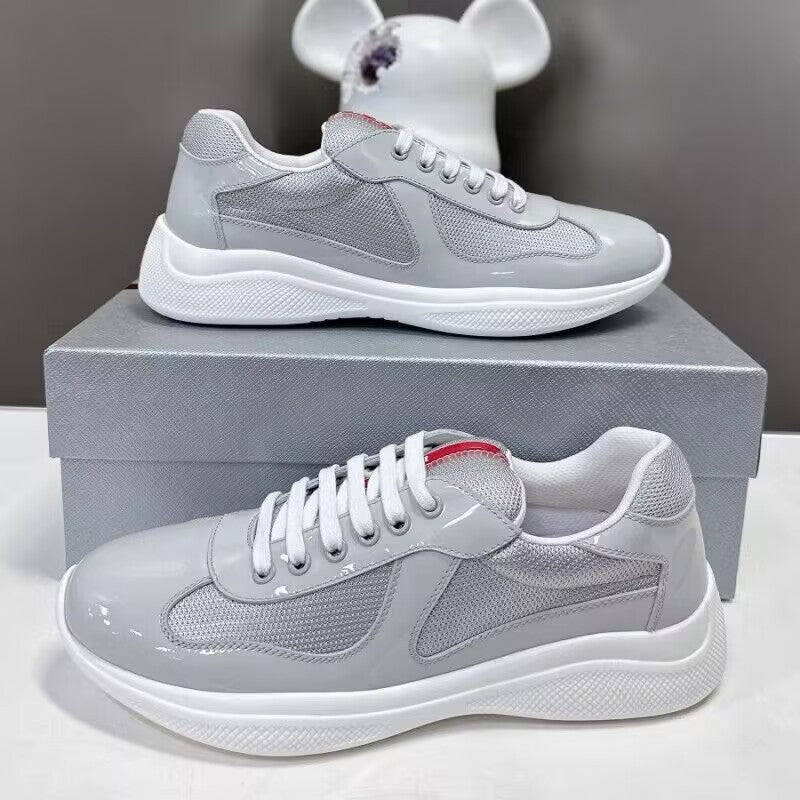 Men's Leather Panel Running-Style Sneakers