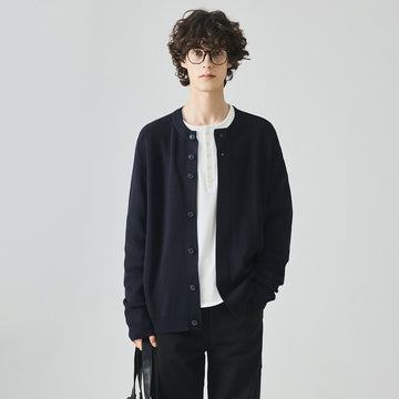 Men's Loose Round-Neck Knit Cardigan
