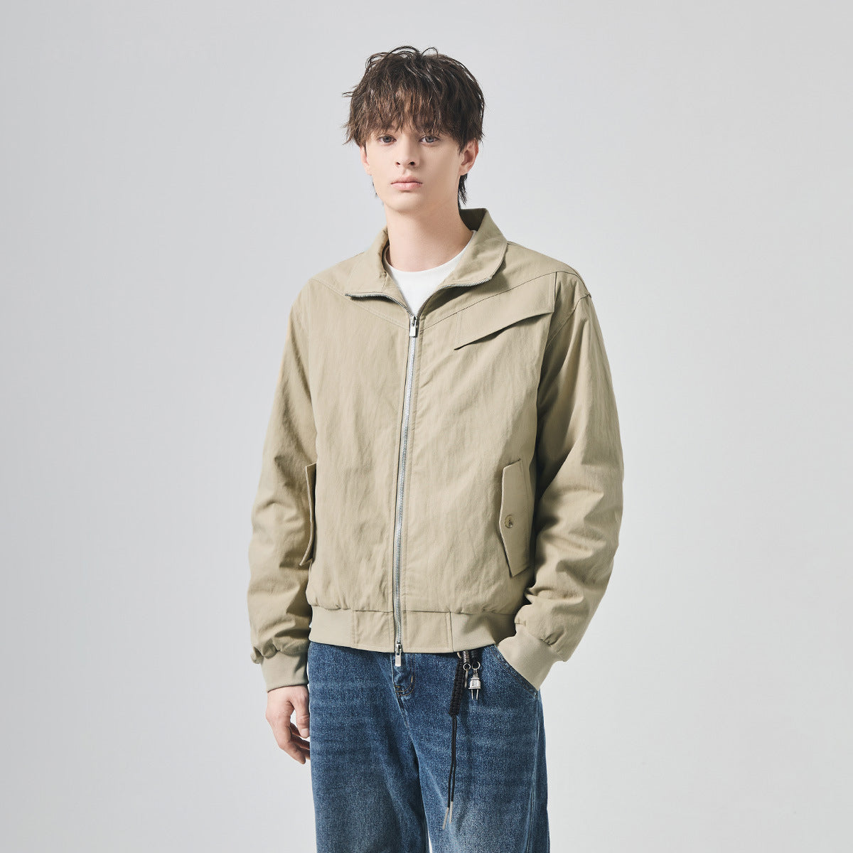 Men's Loose Thickened Stand-Collar Zip-Up Jacket