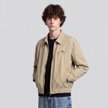 Men's Loose Zip-Up Casual Jacket, Collared Workwear Style